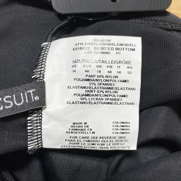 Miraclesuit NWT Skirt Swim Bottom Black Size 16 High Waist Ruffle Skirt Full Cut - Picture 8 of 15